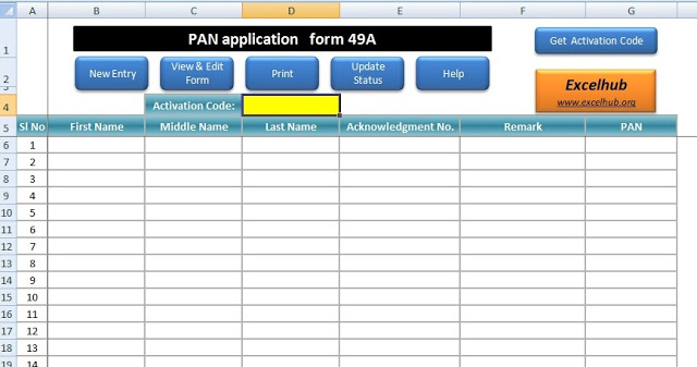 PAN application in excel